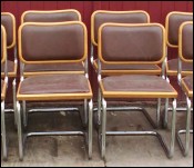 Huit chaises design Marcel Breuer chrome skaï 70 1970