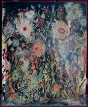 Huile Fleurs maniere noire Manuel Martinez Alcover 1925
