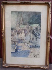  Encre Aquarelle P. Barbier Cathedrale de Chartres