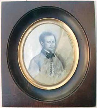 Young Man Minitaure Drawing Oval Frame