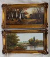 Paire Paysage Ecole Barbizon Lionel XIXe siècle Fontainebleau