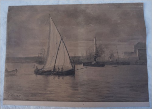 Port Gênes Dessin E. Dupras 1897 Voilier Pêche Bateau