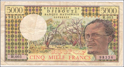 Billet 5000 Francs République Djibouti Type 1995