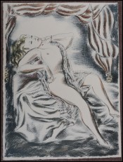 Lithographie érotique Louis Touchagues Verlaine 1948 A