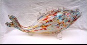 Grand poisson Verre soufflé multicolore Bohème style Murano, 80's