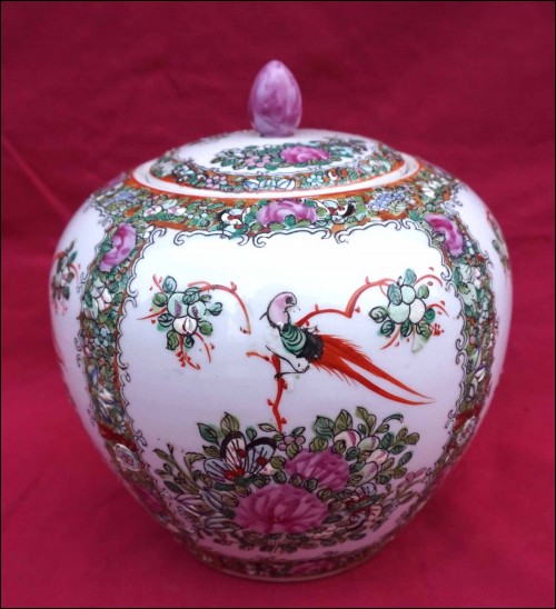 Pot à thé Porcelaine Famille rose Faisans Canton Guangxu