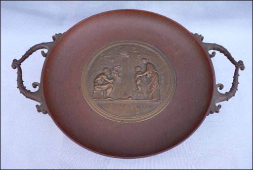 Le Masque Levillain Coupe Tazza Patine médaille Ferdinand Barbedienne XIXe siècle