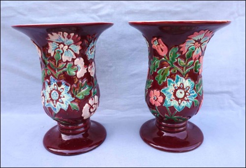 Paire de vases Barbotine CAB Céramique d'Art de Bordeaux 