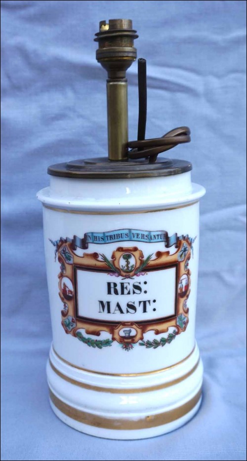 Pot à pharmacie Pied de lampe Porcelaine de Paris Milieu XIX siècle