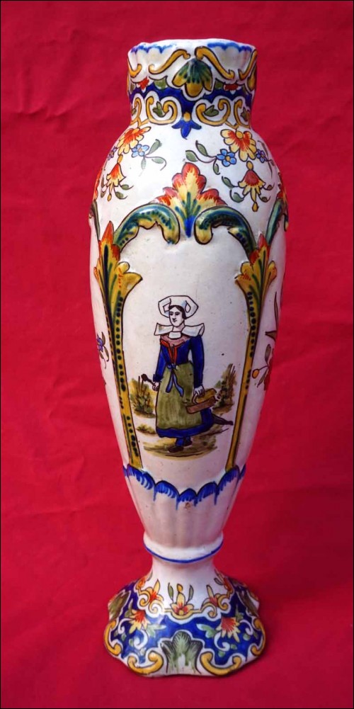 Grand vase Faïence Blason de St Malo & Bretonne Fourùaintraux Frères