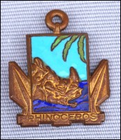 Insigne Rhinoceros Remorqueur Marine Fond Bleu WW2 Augis Lyon