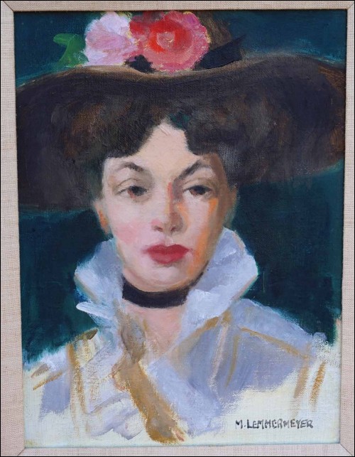 Jeune femme au chapeau Portrait Michael Lemmermeyer (1891-1970)