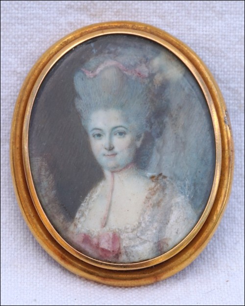 Miniature Princesse de Lamballe Médaillon or Boche XVIIIe siècle