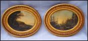 Deux médaillon peint à l'huile Dans le goût de Le Lorrain Fin XVIIe