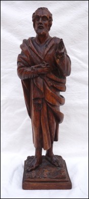 Statue en bois sculpté Saint Pierre, XIXe siècle