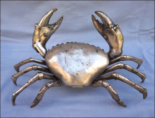 Grand crabe en métal chromé vers 1970